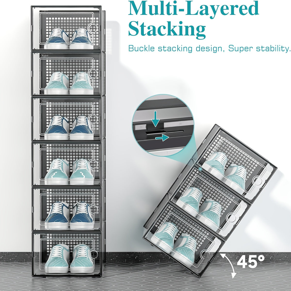Set da 12 pezzi, Scatola per scarpe trasparente con apertura laterale, Scatola porta scarpe a grande capacità, Mobiletto/Scatola porta scarpe per la casa