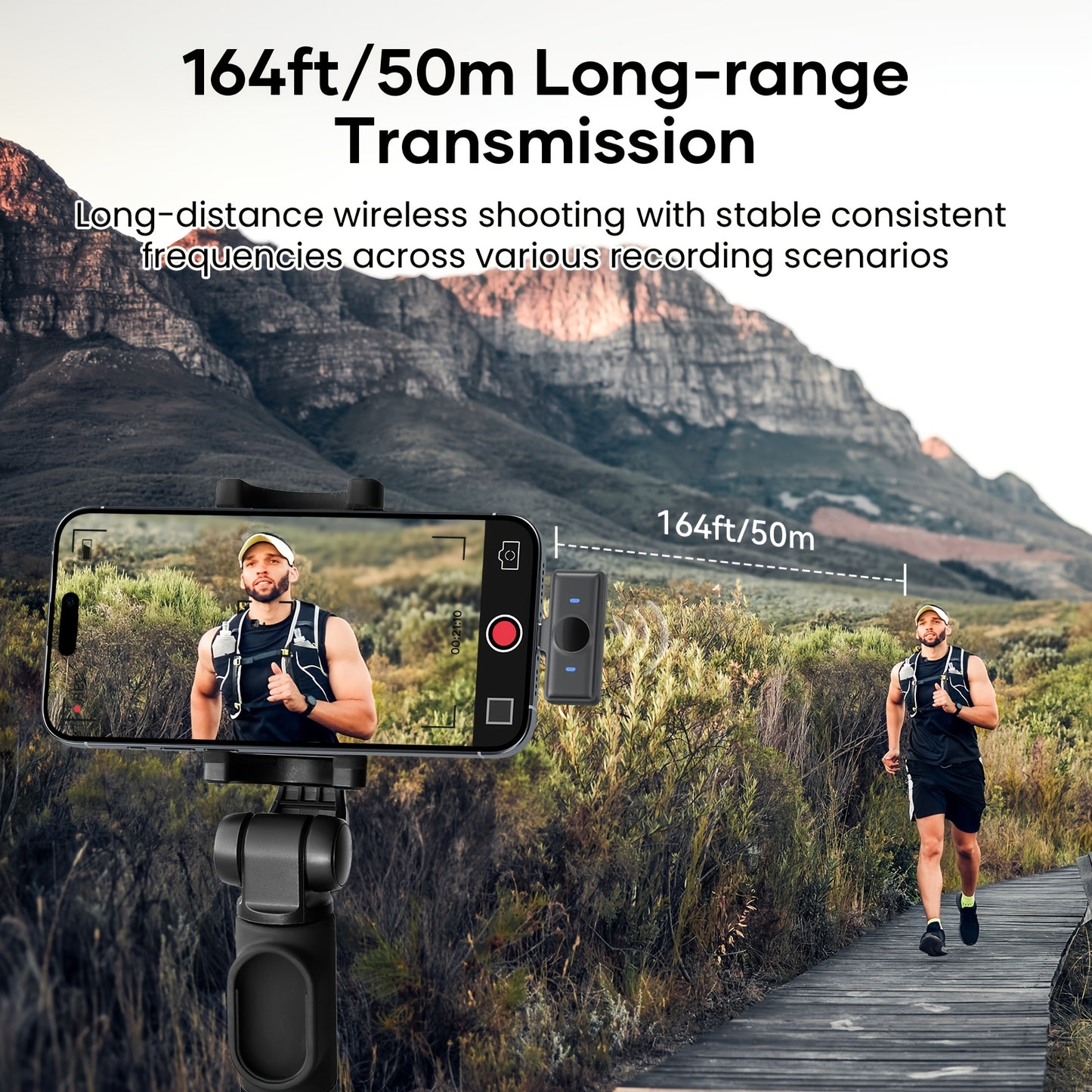 Microfono Lavalier Wireless per iPhone iPad Android con Custodia di Ricarica, Autonomia Batteria 80H, Cancellazione del Rumore, Portata 49.99 metri, Microfono a Clip da Bottoniera Plug-Play per Registrazione Video, Vlog, Live Streaming