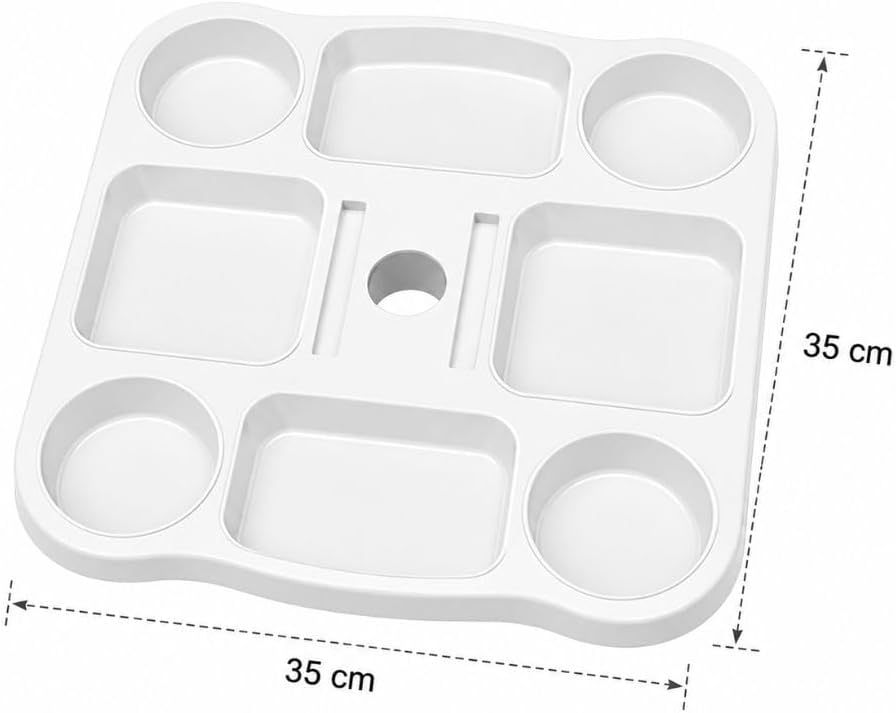 Cecaro Group Tavolino Porta Oggetti per Ombrellone 35x35 cm – Tavolo Universale con Morsetto Regolabile 22-40 mm – Ideale per Mare, Spiaggia, Giardino e Piscina