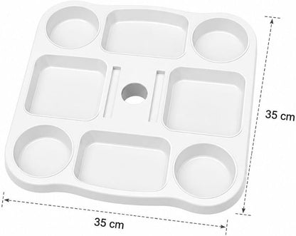 Cecaro Group Tavolino Porta Oggetti per Ombrellone 35x35 cm – Tavolo Universale con Morsetto Regolabile 22-40 mm – Ideale per Mare, Spiaggia, Giardino e Piscina