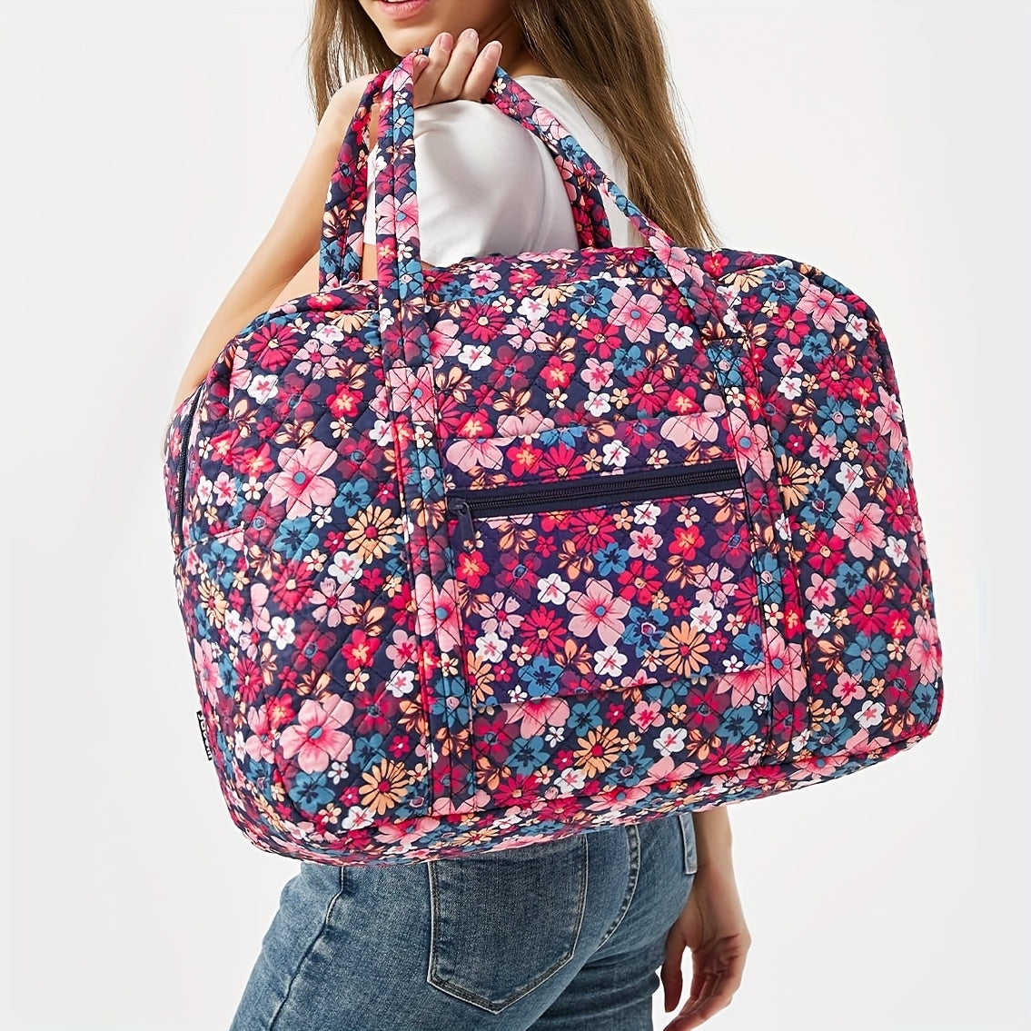 Borsa da Viaggio e Palestra da 25L per Donna - Ispirata ai Fiori di Ciliegio Rosa - Borsa a Mano Leggera e Resistente con Scomparto per Laptop, Multiscomparto, Rosa Pastello/Bianco/Viola per Aereo, Palestra, Weekend, Regalo di Natale