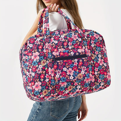 Borsa da Viaggio e Palestra da 25L per Donna - Ispirata ai Fiori di Ciliegio Rosa - Borsa a Mano Leggera e Resistente con Scomparto per Laptop, Multiscomparto, Rosa Pastello/Bianco/Viola per Aereo, Palestra, Weekend, Regalo di Natale