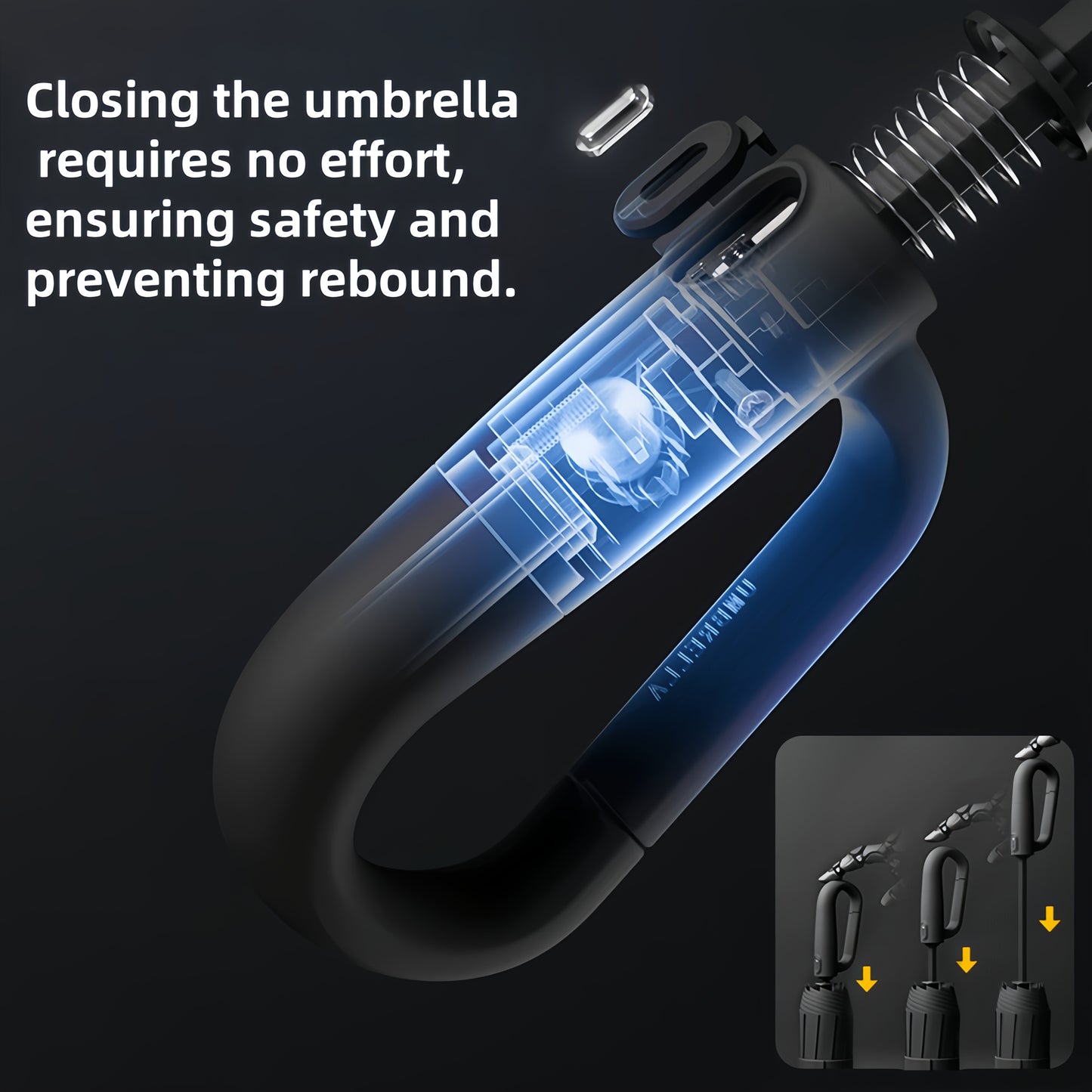 Ombrello pieghevole automatico con fibbia ad anello rotante, design elegante con rinforzo in fibra di vetro per resistenza al vento, in tessuto di alta qualità e con manico per una facile apertura con una sola mano. Il suo stile minimalista lo rende un re