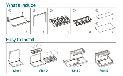 2 pezzi Scaffali portaoggetti in metallo per lavello, scaffali portaoggetti a 2 piani con cassetti scorrevoli, mobili estraibili per lavello, scaffali multiuso per lavello in cucina, bagno, dispensa, organizer sottolavello