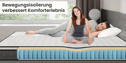 Materasso a Sfere Pocket Bedstory H3/H4 - 20 cm di Altezza, Guscio in Schiuma e Traspirante, Isolamento del Movimento e Supporto della Postura del Corpo