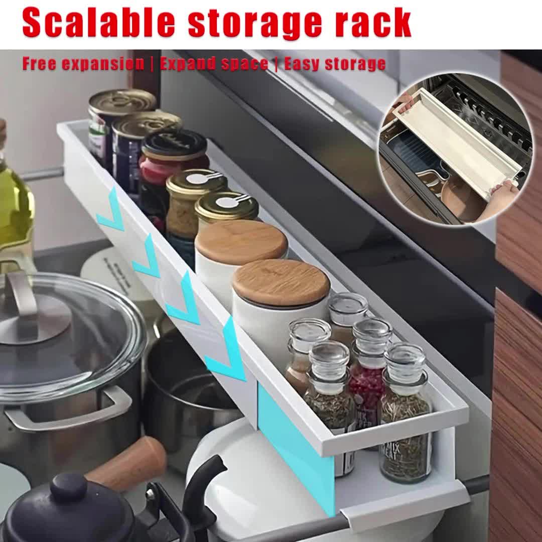 Porta Spezie Espandibile, Scaffale Multifunzionale in Metallo, Portaoggetti Retrattile per Vari Flaconi e Barattoli in Cucina - Scaffale per Piatti a Un Solo Livello, Organizzazione e Pulizia, Uso Multiuso, Regalo Perfetto per la Festa del Papà