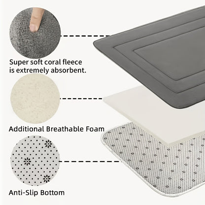 Set di 3 tappeti antiscivolo per bagno, tappetino da bagno ispessito super assorbente, tappetino morbido ad asciugatura rapida, con tappetino per WC a forma di U, tappetino per pavimento del bagno, tappetino da doccia, vasca da bagno, box doccia, accessor