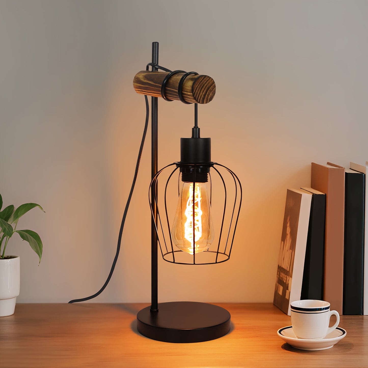 Lampada da comodino retrò a singola lampada, Lampada da tavolo per soggiorno in stile industriale, Dotata di interruttore, Lampadina non inclusa (ti aiuta a creare il tuo stile unico).