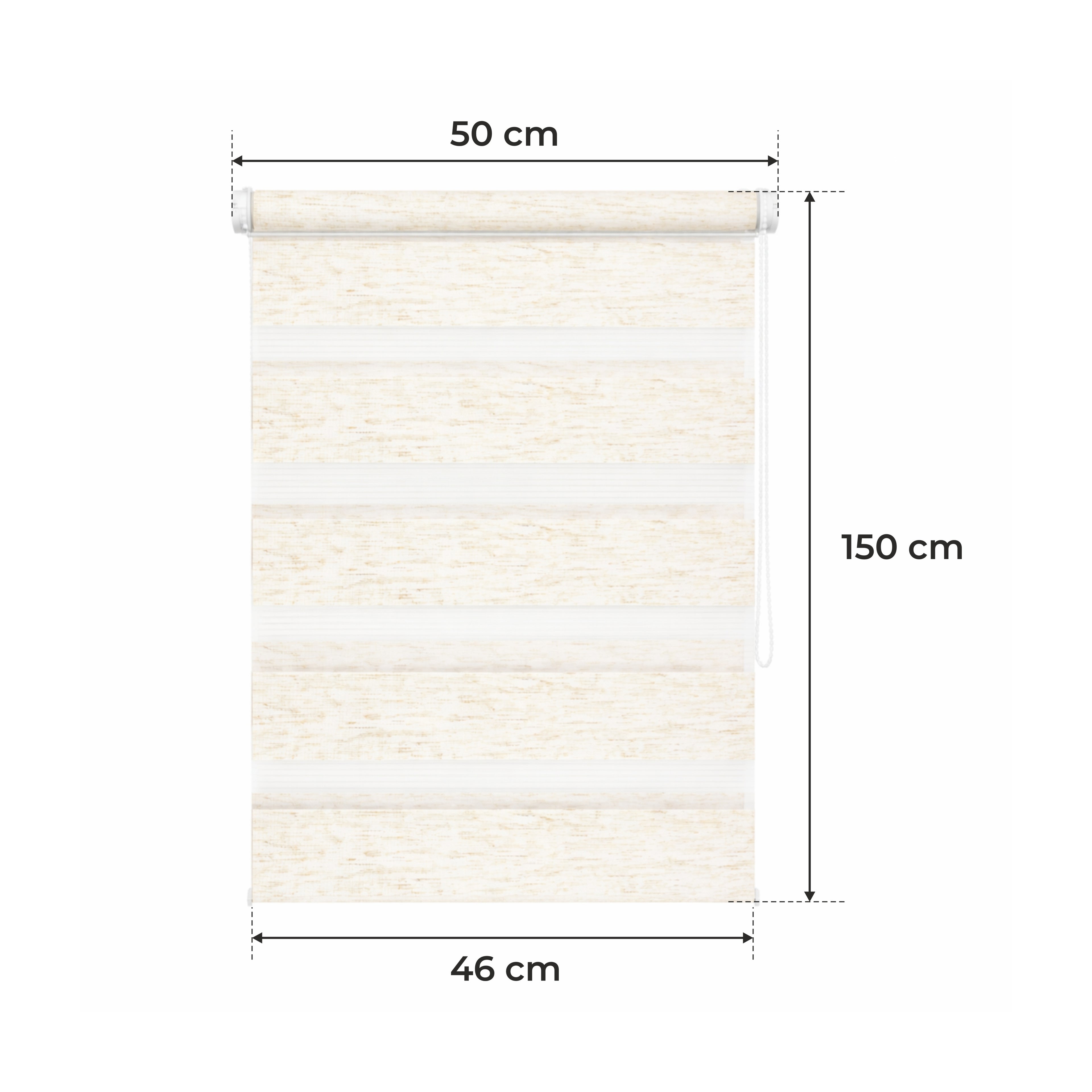 Tenda a Rullo Giorno & Notte - Beige Melange - 32 Misure - BOJANEK Giorno & Notte - Installazione Finestra Non Invasiva, Nessuna Foratura Richiesta, Regolazione a Catena, Supporti Regolabili per Varie Spessori di Finestra, Design Moderno, Protezione dalla