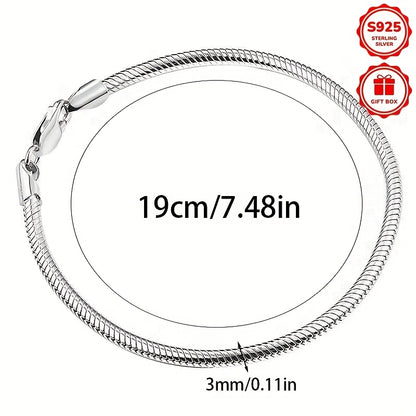 Bracciale in Catena Snake Bone in Argento Puro 925, Design Semplice ed Elegante con Stile Chic e Versatile, Perfetto per l'Uso Quotidiano, Regalo per San Valentino, Regalo per le Feste, Ideale per Compleanni e Vacanze al Mare