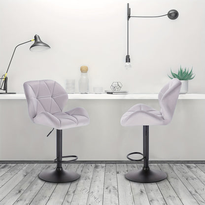 2 pezzi di Sgabelli da Bar, Sgabelli da Bistro Designer, con Schienale, Regolabili in Altezza, Rotanti, in Velluto, Acciaio