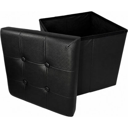 Cecaro Group Pouf Cubo Contenitore in Ecopelle Cecaro Group – 38x38 cm – Seduta Imbottita con Baule Salvaspazio – Trapuntato con Bottoni – Vari Colori