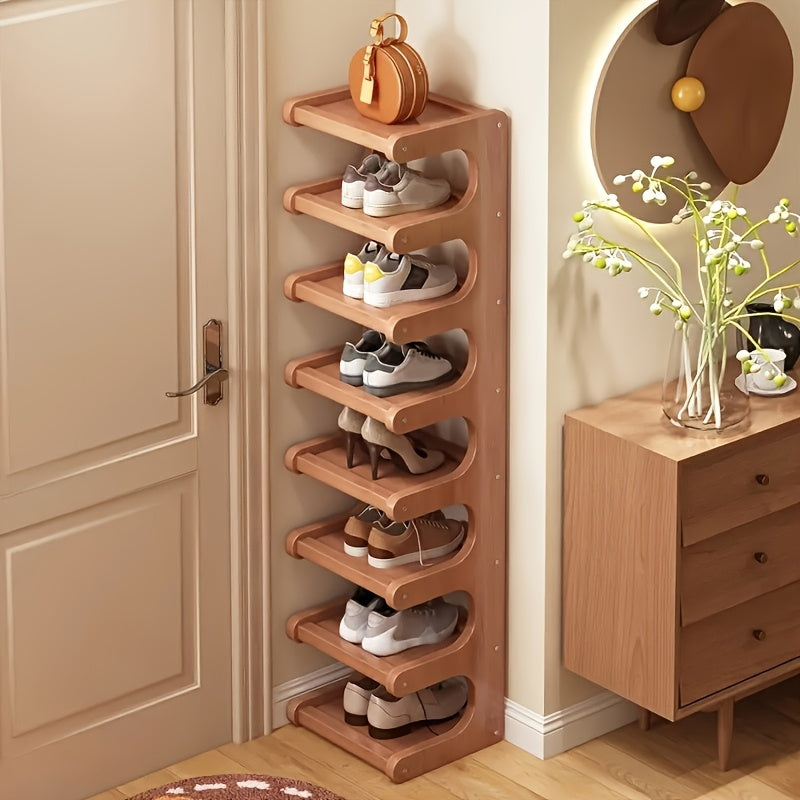 Un scarpiera compatto a 7 ripiani progettato per gli angoli delle case, dormitori o case in affitto, massimizzando l'efficienza dello stoccaggio. Questi armadietti per scarpe si adattano bene in vari tipi di stanze