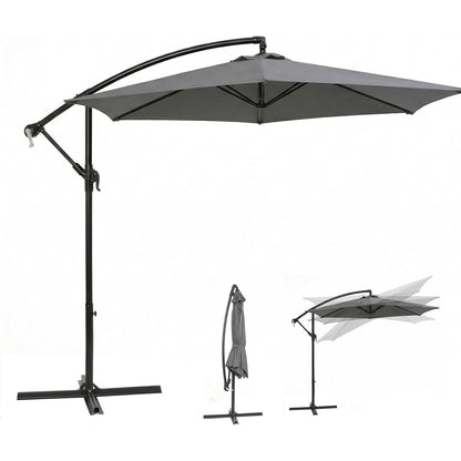 Ombrellone a banderuola Sekey 300 cm con tettuccio inclinabile, ombrellone con palo in alluminio da 48 mm e 6x stecche in acciaio, ombrellone da giardino e terrazza rotondo pieghevole, inclusa cinghia aggiuntiva antisgambo