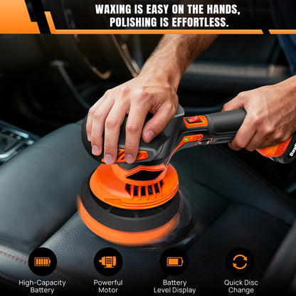 Kit lucidatrice e polishere per auto senza fili, 6 velocità variabili, 2 batterie, polishere senza fili per detailing, lucidatura, ceratura e rimozione graffi auto