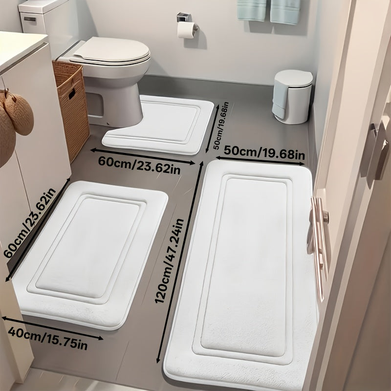 Set di 3 tappeti antiscivolo per bagno, tappetino da bagno ispessito super assorbente, tappetino morbido ad asciugatura rapida, con tappetino per WC a forma di U, tappetino per pavimento del bagno, tappetino da doccia, vasca da bagno, box doccia, accessor