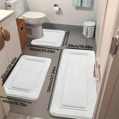 Set di 3 tappeti antiscivolo per bagno, tappetino da bagno ispessito super assorbente, tappetino morbido ad asciugatura rapida, con tappetino per WC a forma di U, tappetino per pavimento del bagno, tappetino da doccia, vasca da bagno, box doccia, accessor