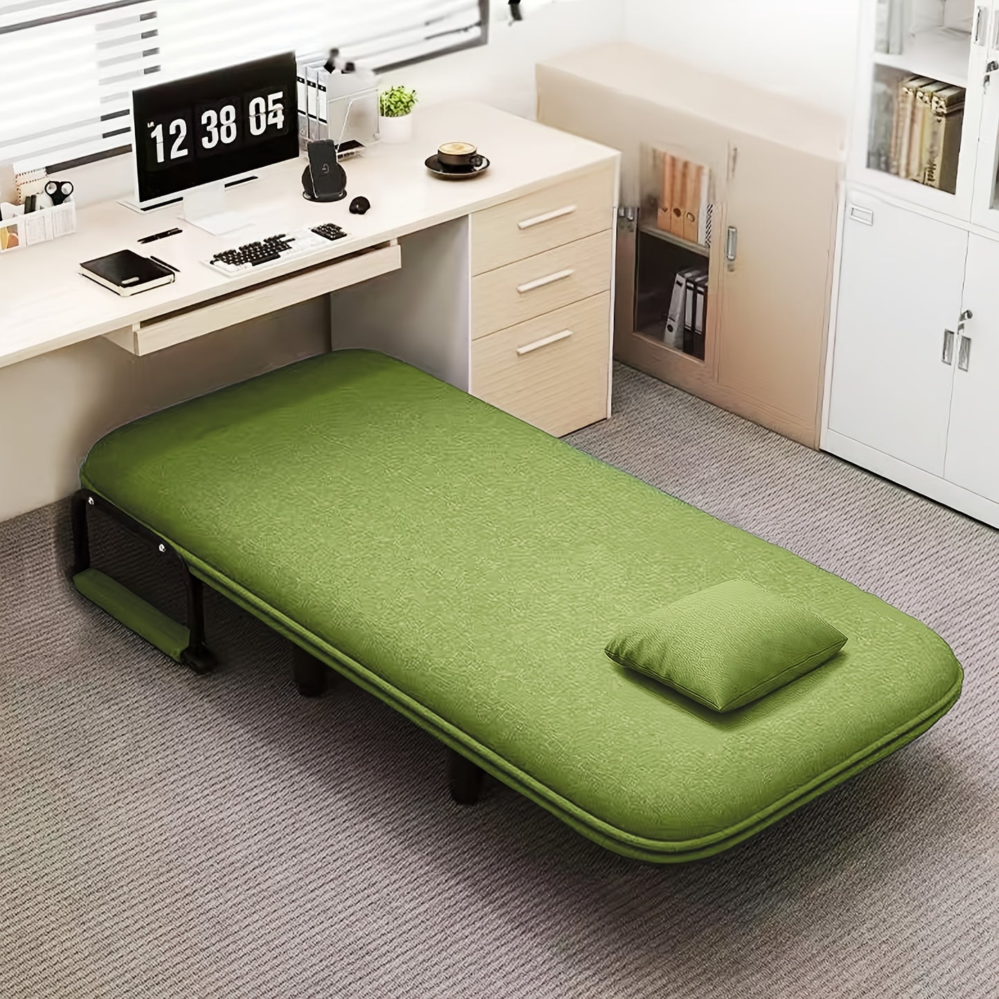 Fabulcozy Sedia da Ufficio Divano - Stile Moderno, Schienale Regolabile a 5 Livelli, con Poggiatesta e Cuscino Confortevole, Adatto per Lounge/Ufficio, Nero Grigio Marrone Verde Giallo Blu Marrone