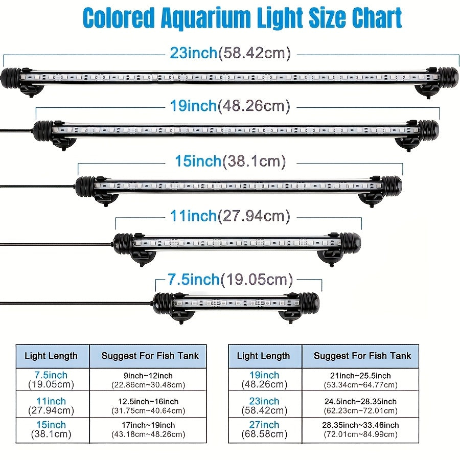 18-112Cm, Luce LED per Acquari, Illuminazione Subacquea, Luce Montabile, Lampada Copertura, Spina EU per Acquario con Telecomando, Cambio Colore RGB, Rosso/Verde/Blu, Senza Batteria