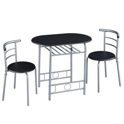 Costoffs Set Tavolo e 2 Sedie da Bar e Sala da Pranzo in Legno e Metallo per Cucina Balcone Piccoli Spazi Sedia Portata 136 kg