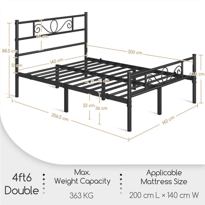 Costoffs Struttura Letto Stile Rustico Moderno in Metallo con Testiera Elegante e Pediera per Appartamento Camera da Letto Stanza degli Ospiti Studio