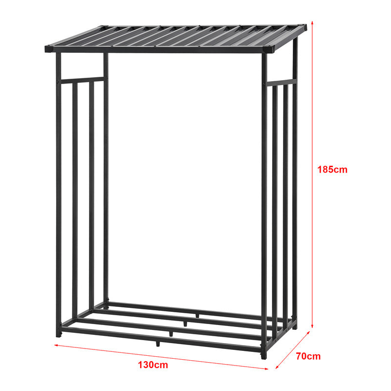 Casa.Pro Chimney Wood Rack Yakutat Stand per legna da esterno Stand per legna da esterno Stand per legna da esterno con copertura Chimney Wood Stand Metallo Nero
