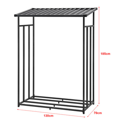 Casa.Pro Chimney Wood Rack Yakutat Stand per legna da esterno Stand per legna da esterno Stand per legna da esterno con copertura Chimney Wood Stand Metallo Nero