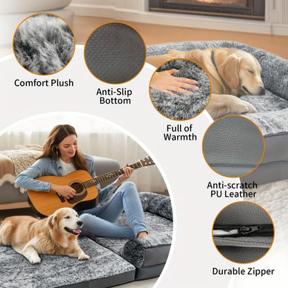 Un lettino grande per cani per persone, adatto per adulti e animali domestici, un gigantesco lettino per pisolino per te, un lettino ortopedico lavabile in finta pelliccia per cani, pieghevole e portatile