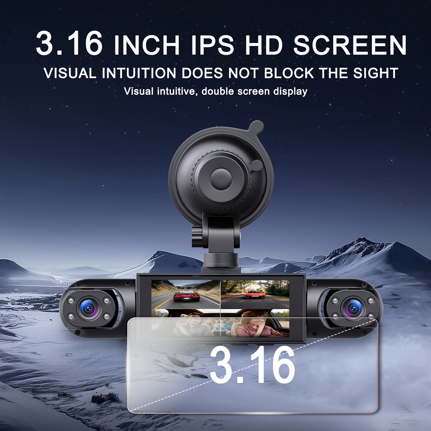 BCUOZ Kit Telecamera Auto 360° Panoramica 3/4 Lente 1080P Full HD, 1080P Anteriore e 720P Posteriore/Sinistra/Destra Copertura Totale, Display Quad-Screen, Super Visione Notturna, WDR, G-Sensor, Registrazione in Loop - Accessori Auto/Cam Dash Cam/Cassa Ne