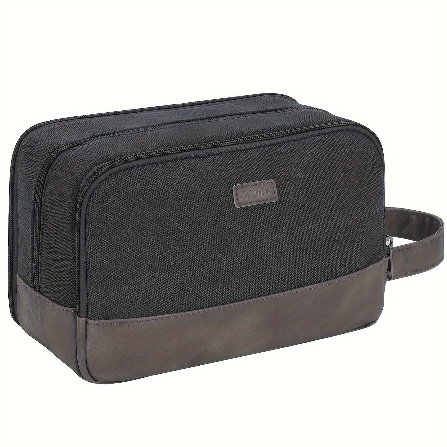 Beauty Case da Viaggio in Tela con Maniglia Laterale per Uomo Donna, Organizer da Viaggio per Articoli da Toeletta, Borsa da Barba con Tasca Separata per Asciutto e Bagnato per Accessori da Viaggio