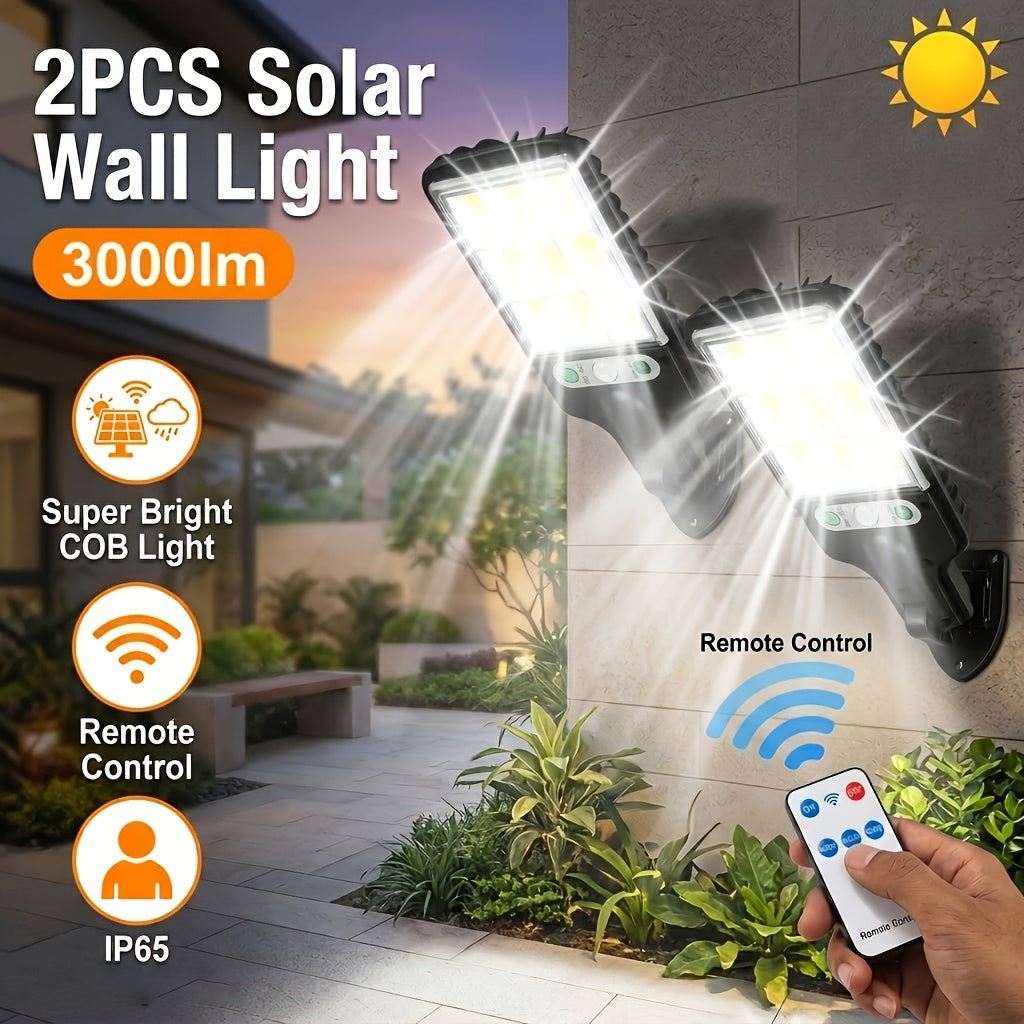 Lampioni Solari da 8/4/2 pz, Luce Solare da Esterno con Telecomando, 108 LED IP65, 3 Modalità di Illuminazione, Irradiatore Solare con Sensore di Movimento PIR, Lampada da Parete di Sicurezza per Esterno, Cortile, Stadio, Area Giochi, Giardino, Patio, Dec