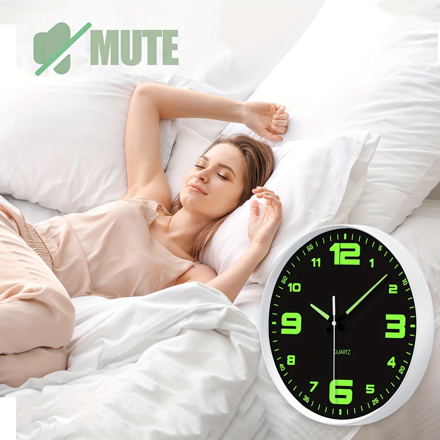 Orologio da parete silenzioso a 12 pollici con numeri che si illuminano al buio, numeri e lancette luminose che assorbono l'energia, 20,32-40,64 cm, in plastica senza ticchettio, a batteria, per soggiorno, camera da letto, ufficio, decorazioni da parete,