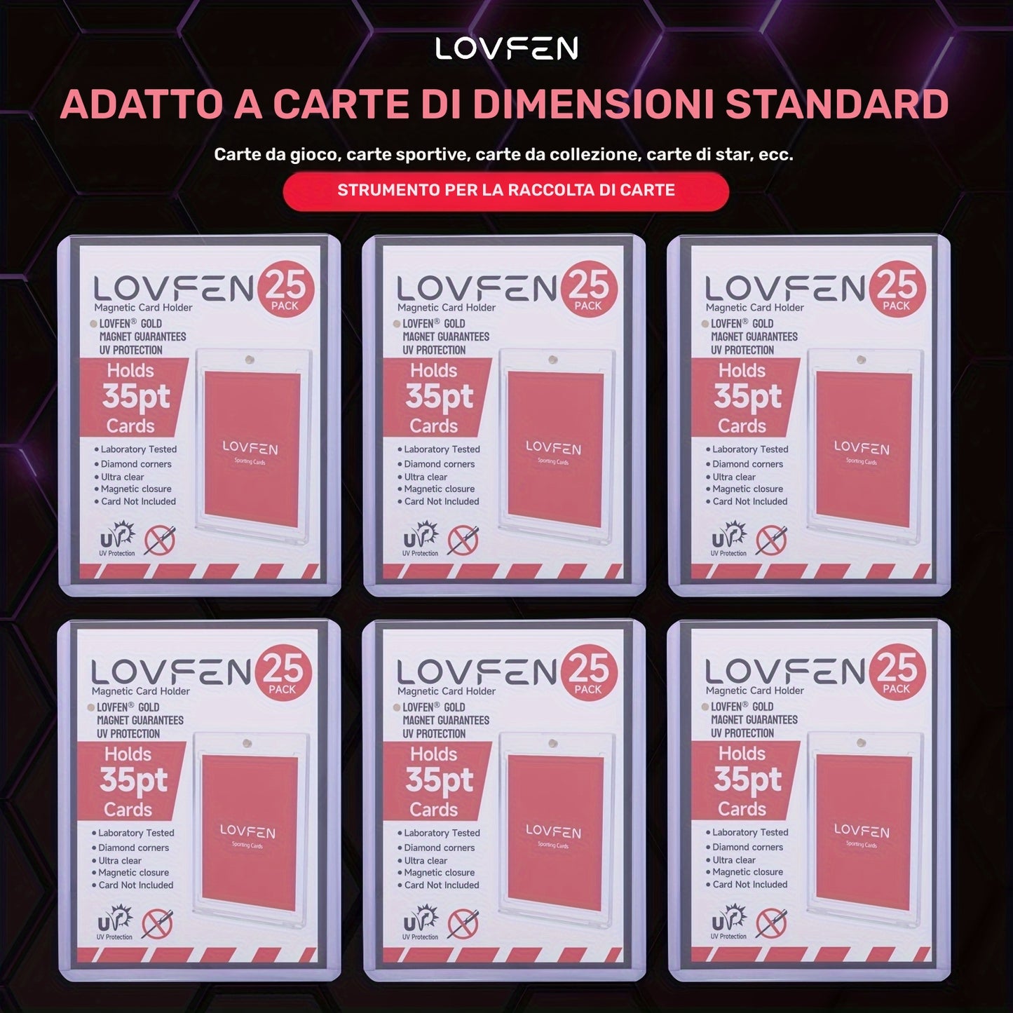 LOVFEN - 35pt Top Load per Carte - Confezione da 1000 (40x25 Pacchi) - Misura Standard 7,62x10,16 cm - Proteggi le Tue Carte da Baseball e Sportive con Queste Custodie Protettive in Plastica Trasparente e Rigida
