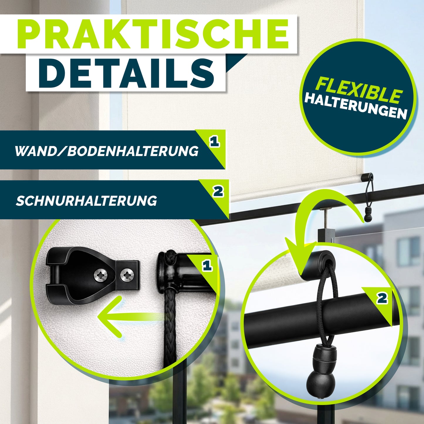 Tenda Verticale Tillvex® per Interni ed Esterni | Tenda Avvolgibile Impermeabile con Manovella per Balcone, Terrazza e Giardino | Tenda Avvolgibile in Alluminio per Protezione Solare | Schermo Privacy per Esterni