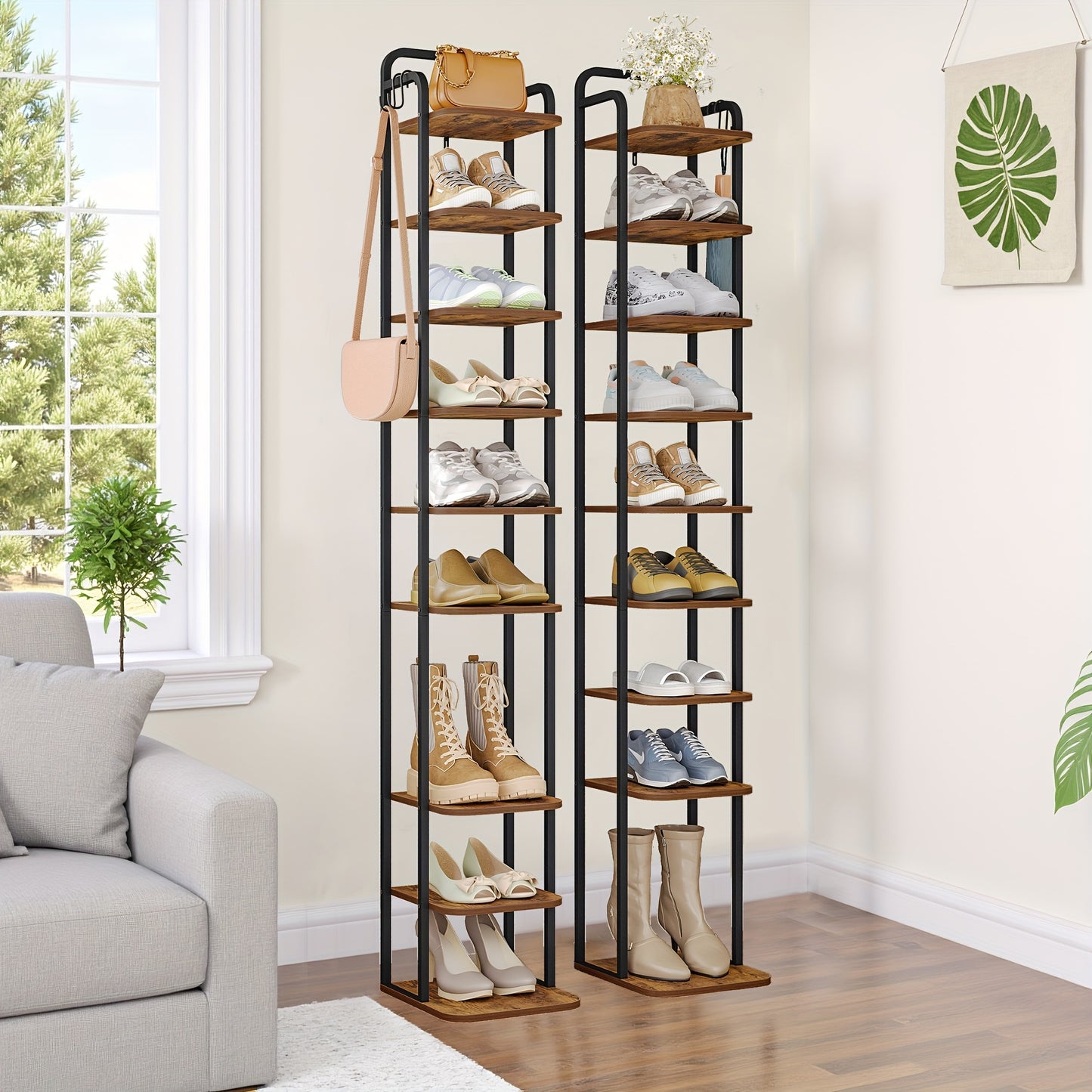 Scarpiera verticale, organizzatore per scarpe, torre portascarpe salvaspazio, autoportante, regolabile, 10 ripiani