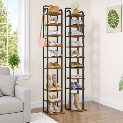 Scarpiera verticale, organizzatore per scarpe, torre portascarpe salvaspazio, autoportante, regolabile, 10 ripiani