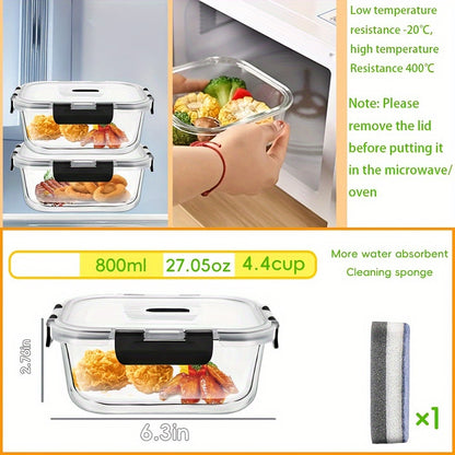Contenitori Ermetici per Alimenti con Coperchi 6pz 1040ml - 6pz 800ml, Contenitori in Vetro per Preparazione Pasti, Contenitori Riutilizzabili, Contenitori in Vetro con Coperchi, Contenitori per Alimenti