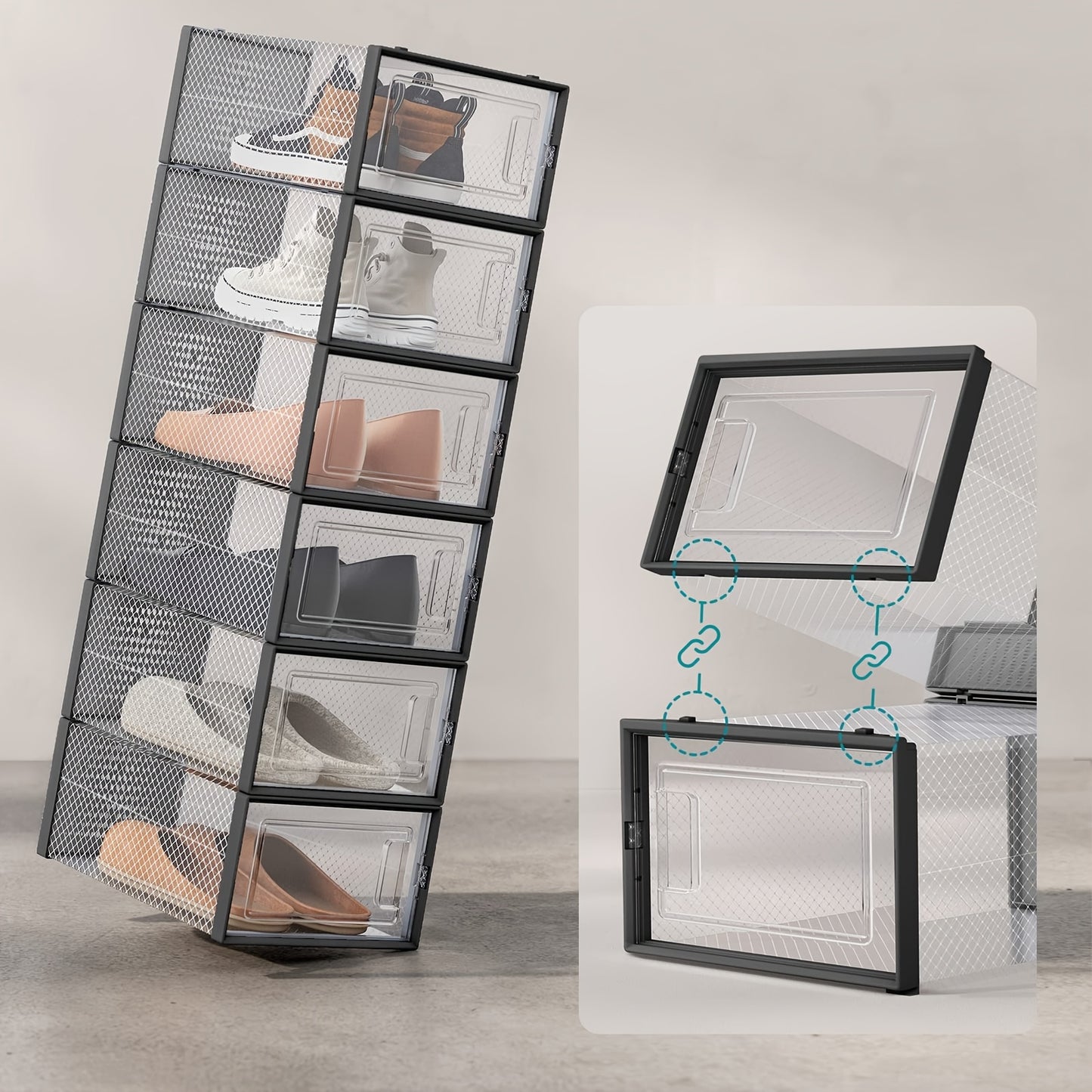 Set da 12 pezzi, Scatola per scarpe trasparente con apertura laterale, Scatola porta scarpe a grande capacità, Mobiletto/Scatola porta scarpe per la casa