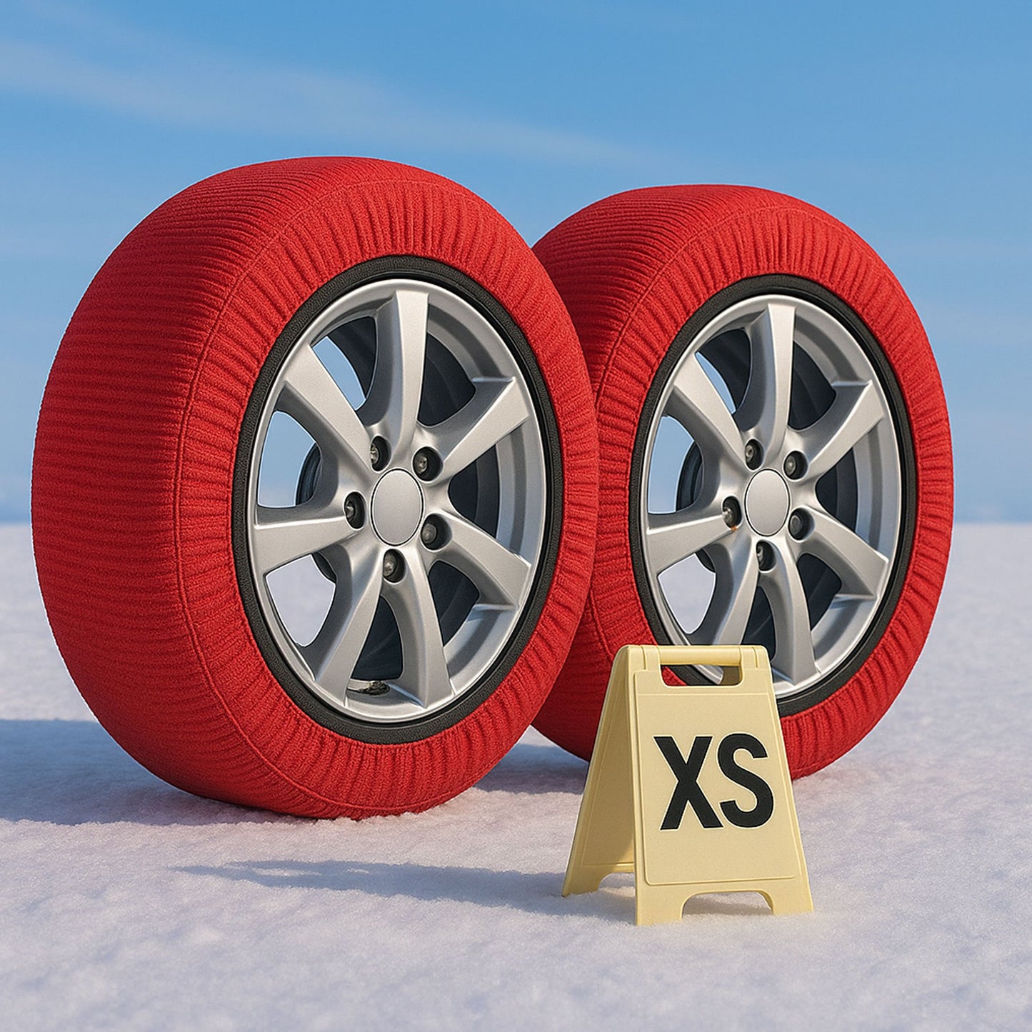 Calze da Neve Omologate Italia, Catene Da Neve Tessili Universale, Misure Disponibile XS,S,M,L,XL,XXL, Colore In Rosso, Bianco, Nero, Prodotto In EUROPA