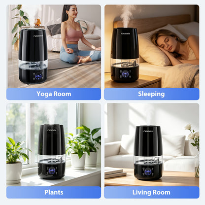 Display per umidificatore e diffusore di aromi super grande da 4,5L, funzionamento silenzioso, spegnimento automatico e timer, adatto per camera da letto, soggiorno, ufficio, serbatoio rimovibile, filtro in ceramica, custodia in ABS, per umidificatori int