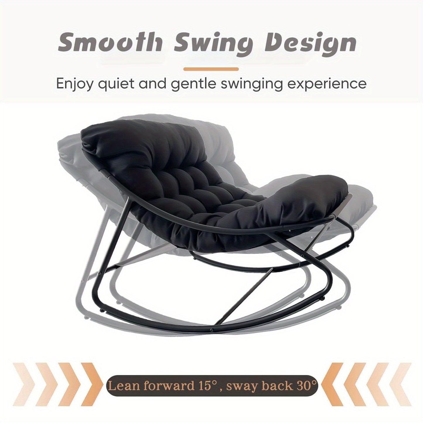 Poltrona a Dondolo per Soggiorno Moderna con Funzione Reclinabile, Poltrona a Dondolo per Casa, Dondolo di Lusso per da Letto, Disponibile nei Colori Nero e Grigio, Perfetta per il Tempo Libero in Famiglia, Regalo Ideale per le Vacanze, Adatta a Tutte e Q