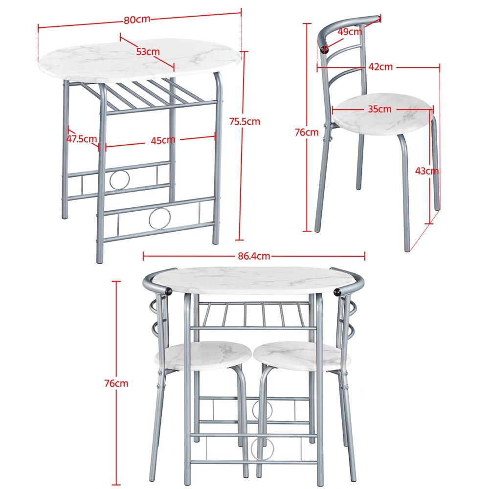 Costoffs Set Tavolo e 2 Sedie da Bar e Sala da Pranzo in Legno e Metallo per Cucina Balcone Piccoli Spazi Sedia Portata 136 kg