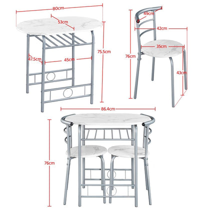 Costoffs Set Tavolo e 2 Sedie da Bar e Sala da Pranzo in Legno e Metallo per Cucina Balcone Piccoli Spazi Sedia Portata 136 kg