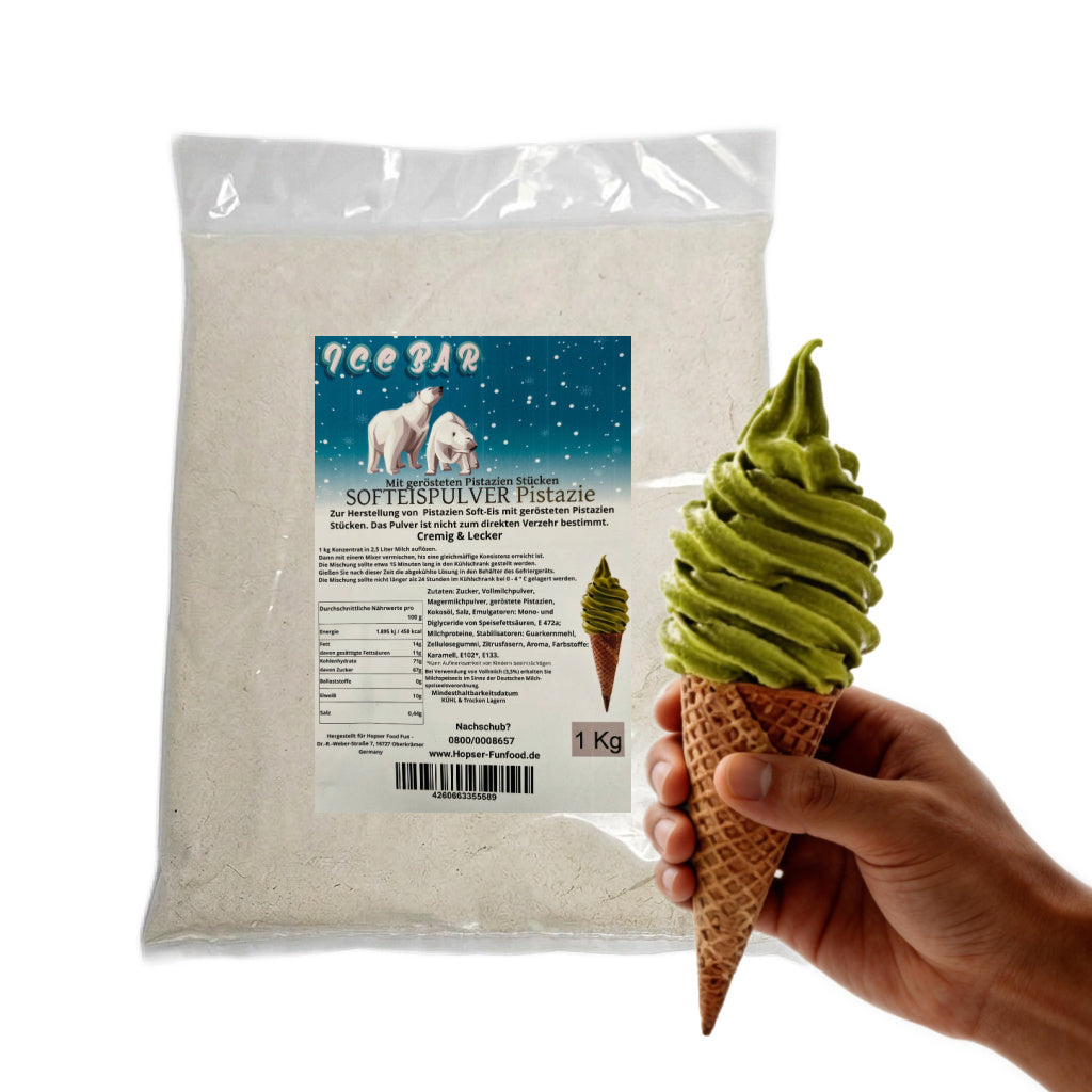 Polvere di Ghiaccio Morbido Orso del Ghiaccio Salato Pistachio 1 Kg per Macchina del Ghiaccio Morbido 1:2.5 Pistachio