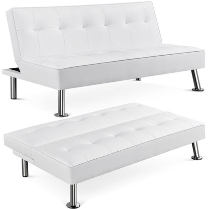 Costoffs Divano Letto a 3 Posti Divano Letto in Tessuto Imbottito con Gambe in Metallo Cromato 105° - 180° per Soggiorno Studio Ufficio Camera degli Ospiti Carico Massimo 350 kg