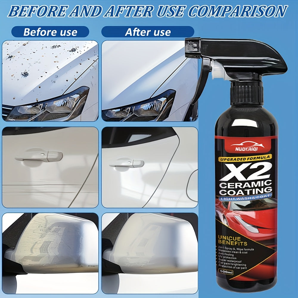 Nano-cristalli Rivestimento Ceramico Rapido - Cura Auto Idrofobica Avanzata Migliora la Lucentezza del Veicolo - 500ML