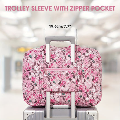 Borsa da Viaggio e Palestra da 25L per Donna - Ispirata ai Fiori di Ciliegio Rosa - Borsa a Mano Leggera e Resistente con Scomparto per Laptop, Multiscomparto, Rosa Pastello/Bianco/Viola per Aereo, Palestra, Weekend, Regalo di Natale