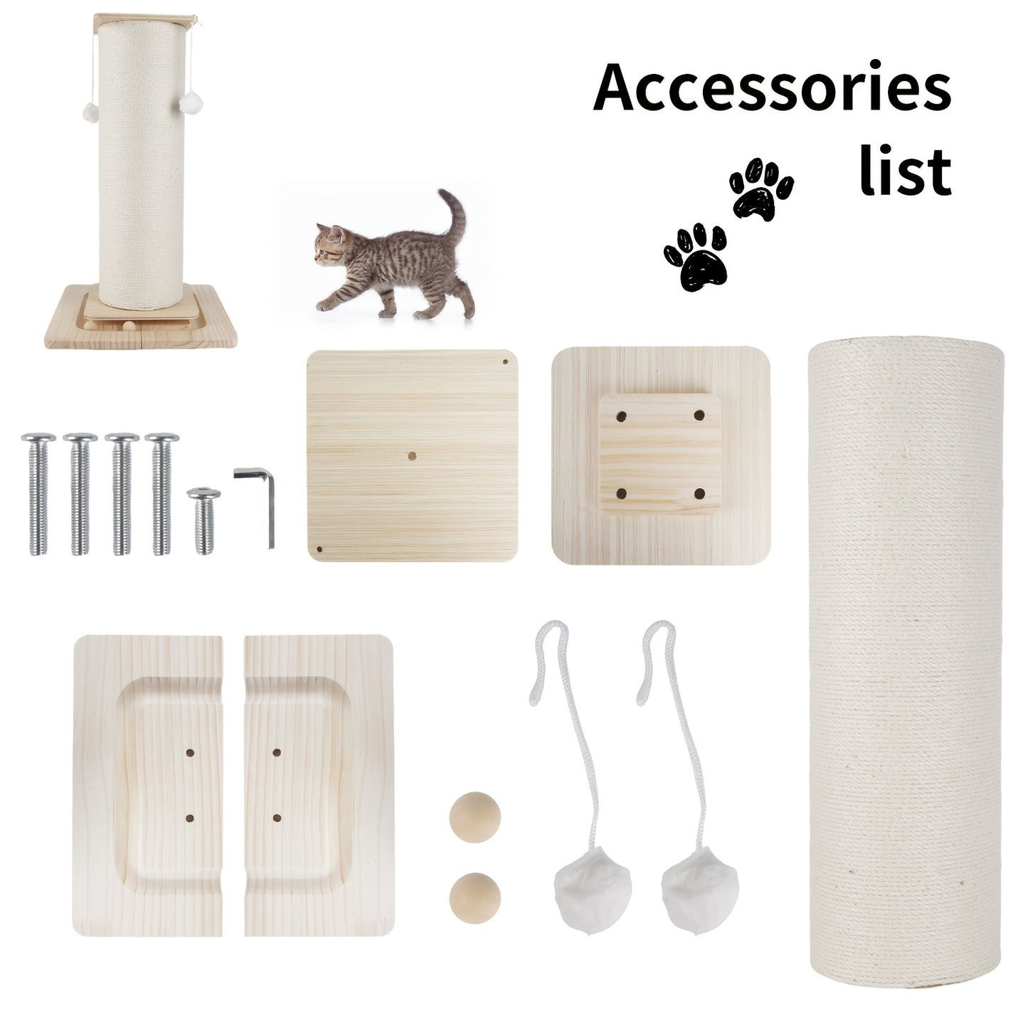 Tiragraffi per gatti in canapa bianca da 80 cm, resistente tiragraffi in sisal, facile da montare, base stabile per evitare ribaltamenti, protegge divani e mobili, giocattolo tiragraffi per gatti da interno, mobili minimalisti in stile nordico per animali