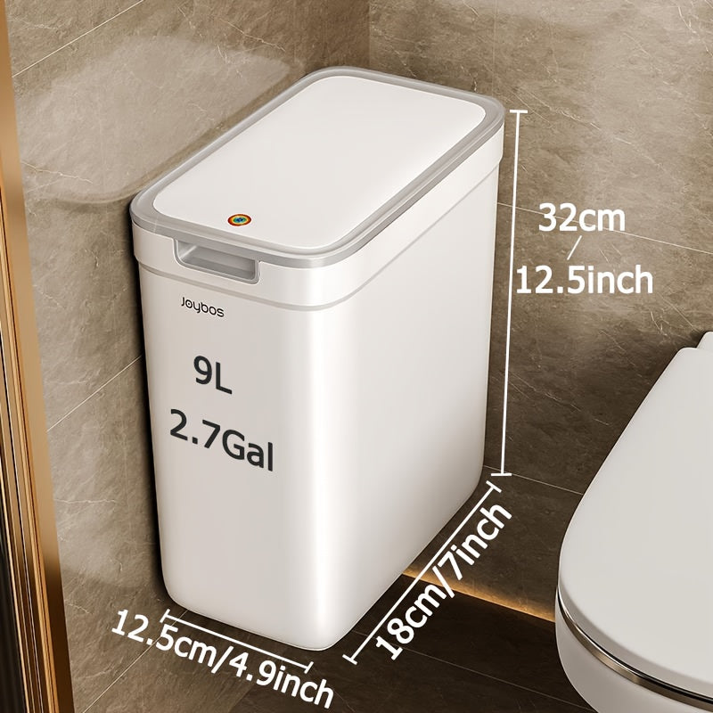 Joybos Cestino da Bagno a Parete 9L con Coperchio - Design Risparmio Spazio e Antiodore per Cucina & Bagno, Facile Installazione, Nessuna Elettricità Richiesta