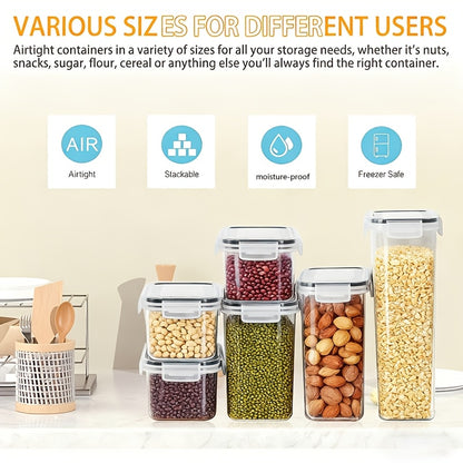 Contenitori per alimenti sigillati 48/20 pezzi, organizer e contenitori multiuso per la cucina, barattoli per alimenti in plastica sana per cereali, farina, zucchero, pasta, inclusi etichette e marcature (24 coperchi e 24 barattoli)
